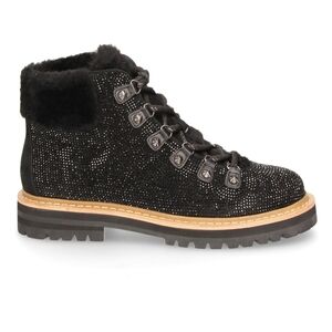 Lola Cruz Jewel Shoes Black Crystal Studded Ankle Boots 38 US 8 Platform Hiking